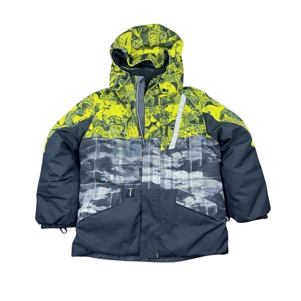 Obermeyer Boys Ski Snowboard Jacket I-Grow Hooded Insulated Black Green 7 Retro - Picture 1 of 8